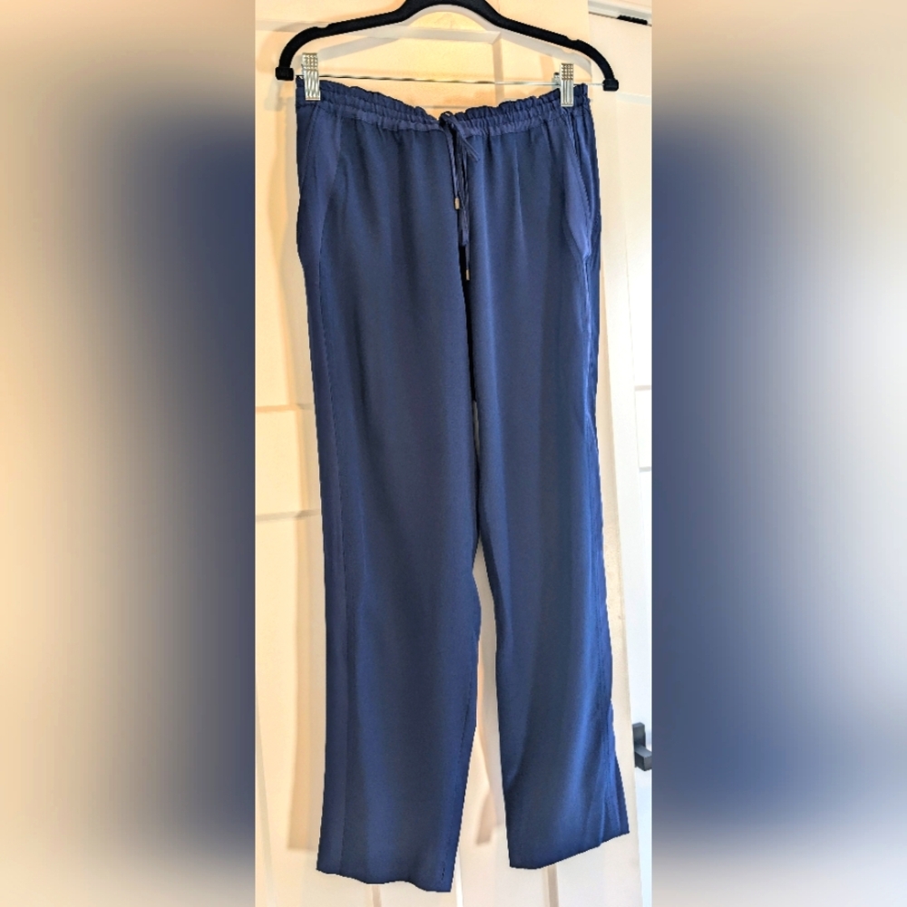 Vince 100% silk drawstring pants in Navy blue size Large